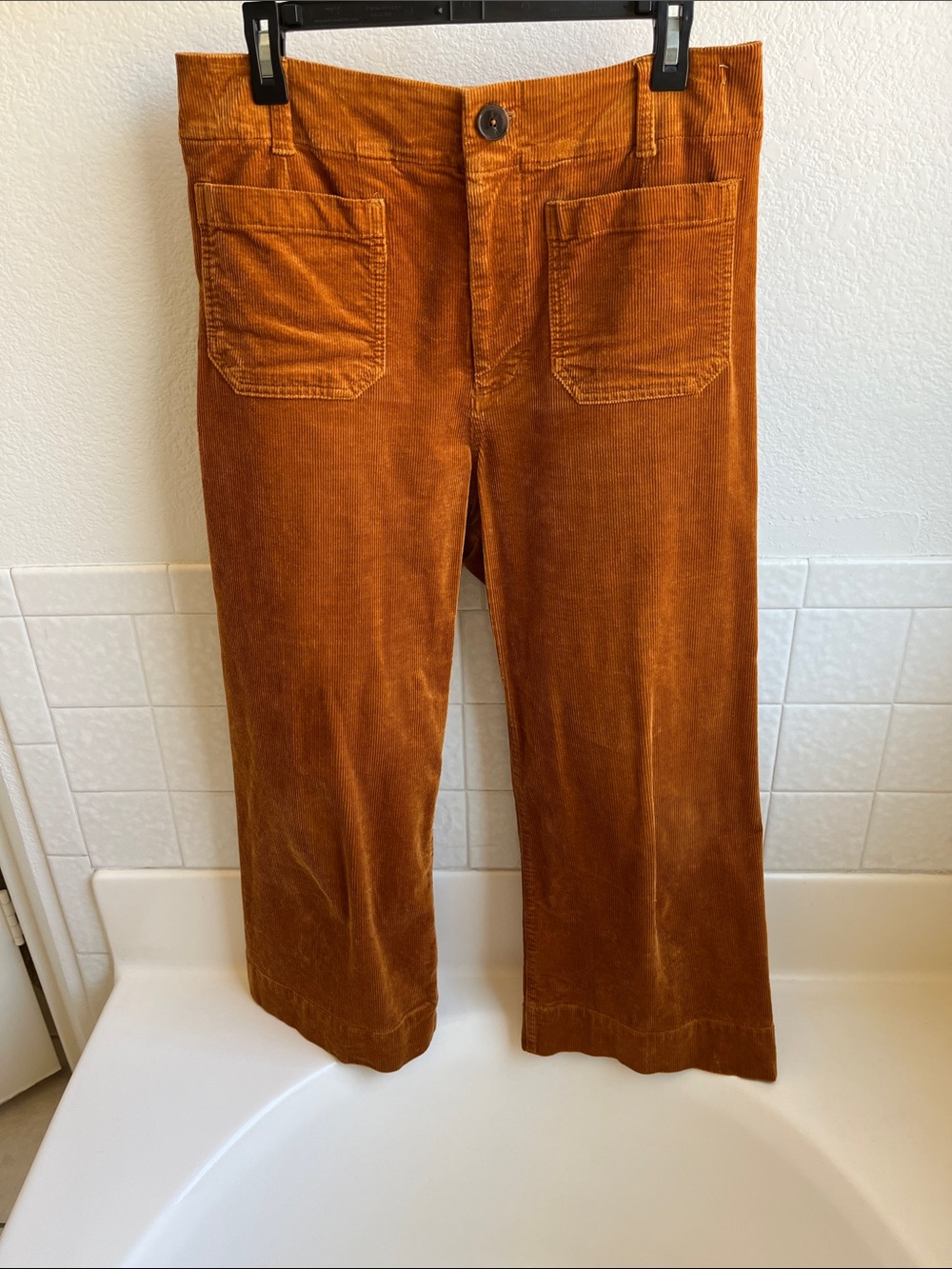 Anthropologie Maeve Burnt Orange Corduroy Wide-Leg Pants
